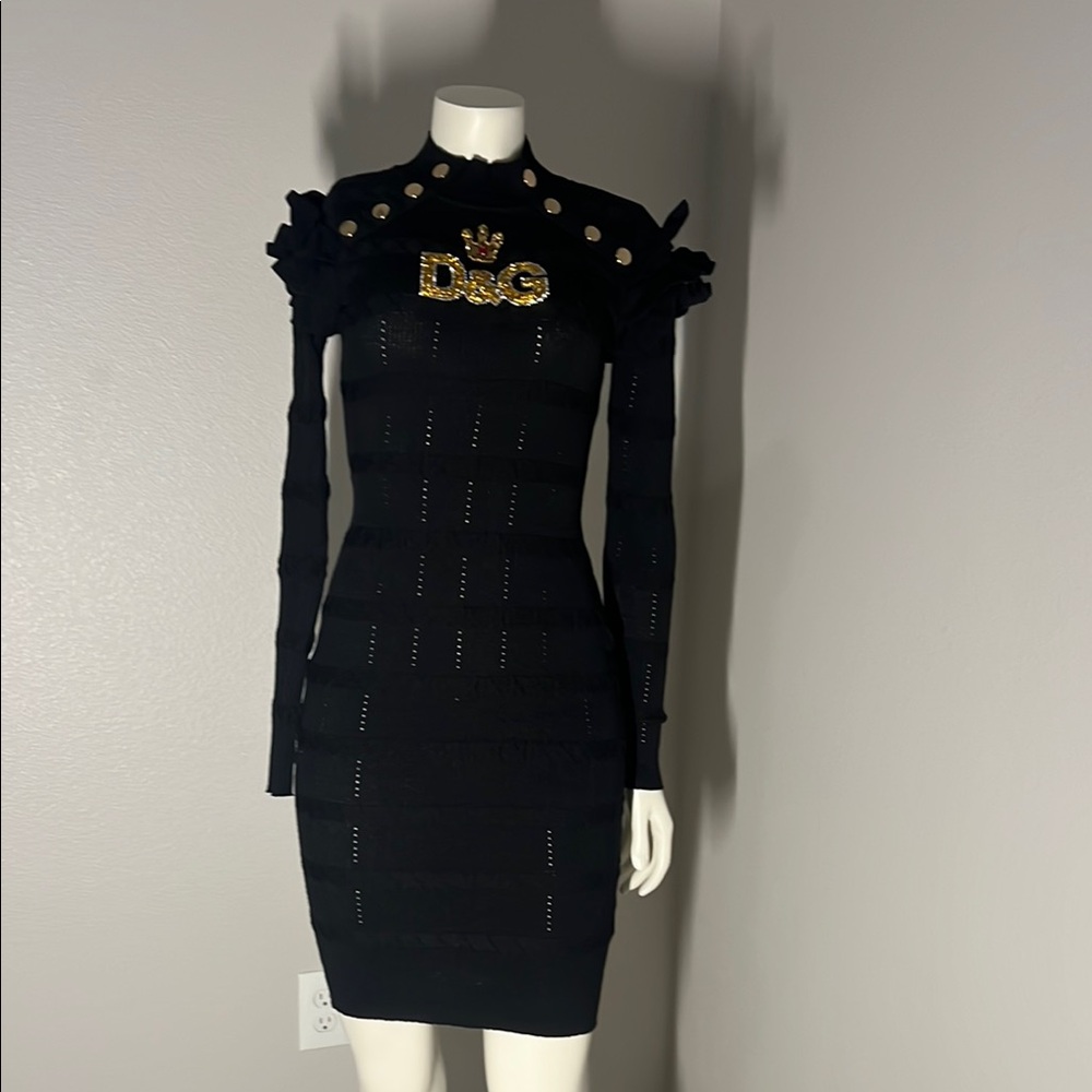 Dolce & Gabbana One of a Kind Black Ruffled Textured Mini Dress $2,900 OBO NWT - Picture 1 of 16